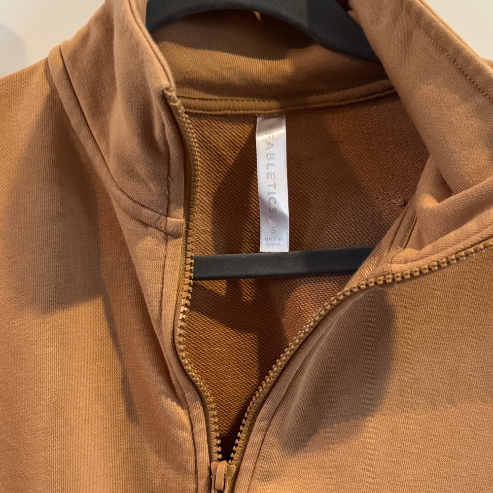 Fabletics Tan Cropped Quarter-Zip Sweatshirt & Jo… - image 2